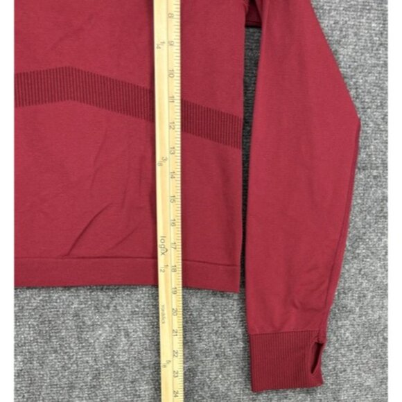 Victoria’s Secret PINK Activewear 1/4 Zip Cropped Pullover Jacket Red Maroon - Picture 9 of 11